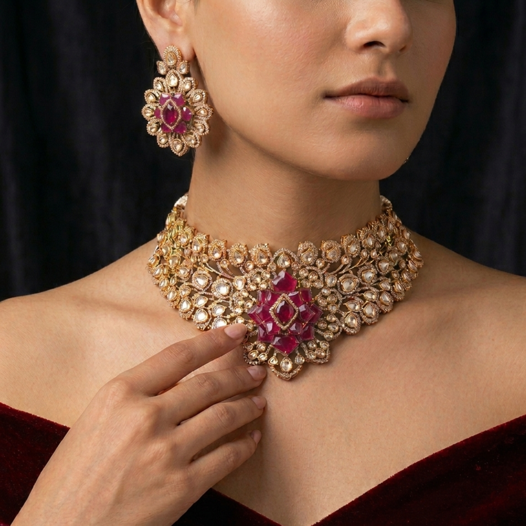 Ruby Floral Kundan Choker