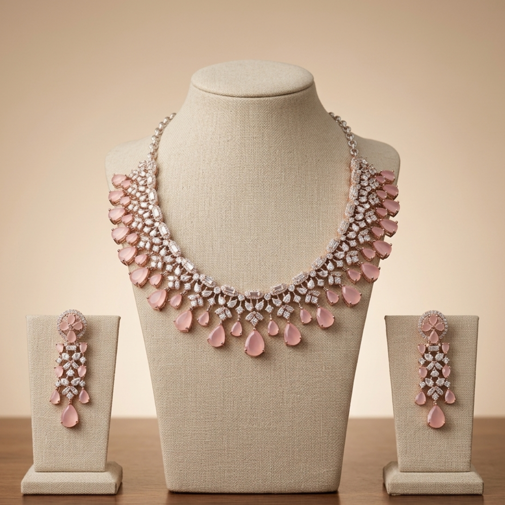 Blush Crystal Necklace Set