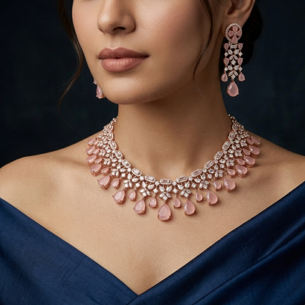 Blush Crystal Necklace Set