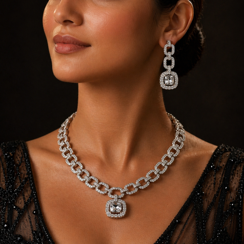 Crystal Link Necklace Set