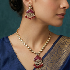 Ruby Pearl Necklace Set