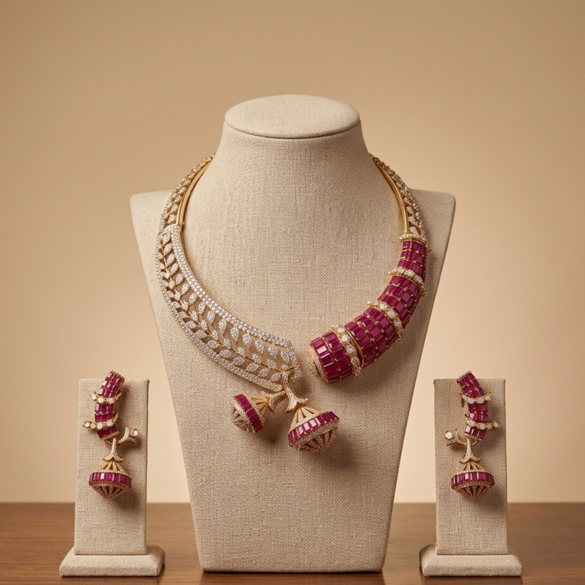 Ruby Twist Necklace Set