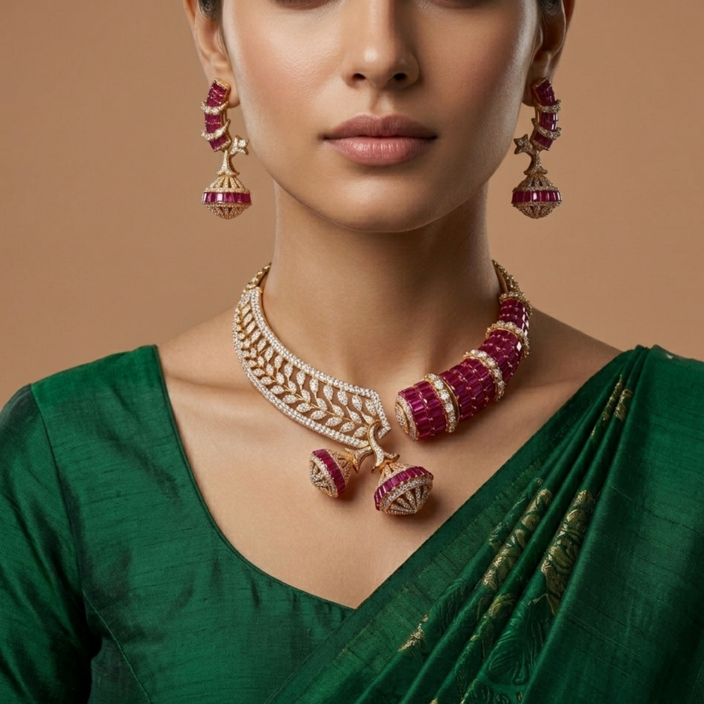 Ruby Twist Necklace Set