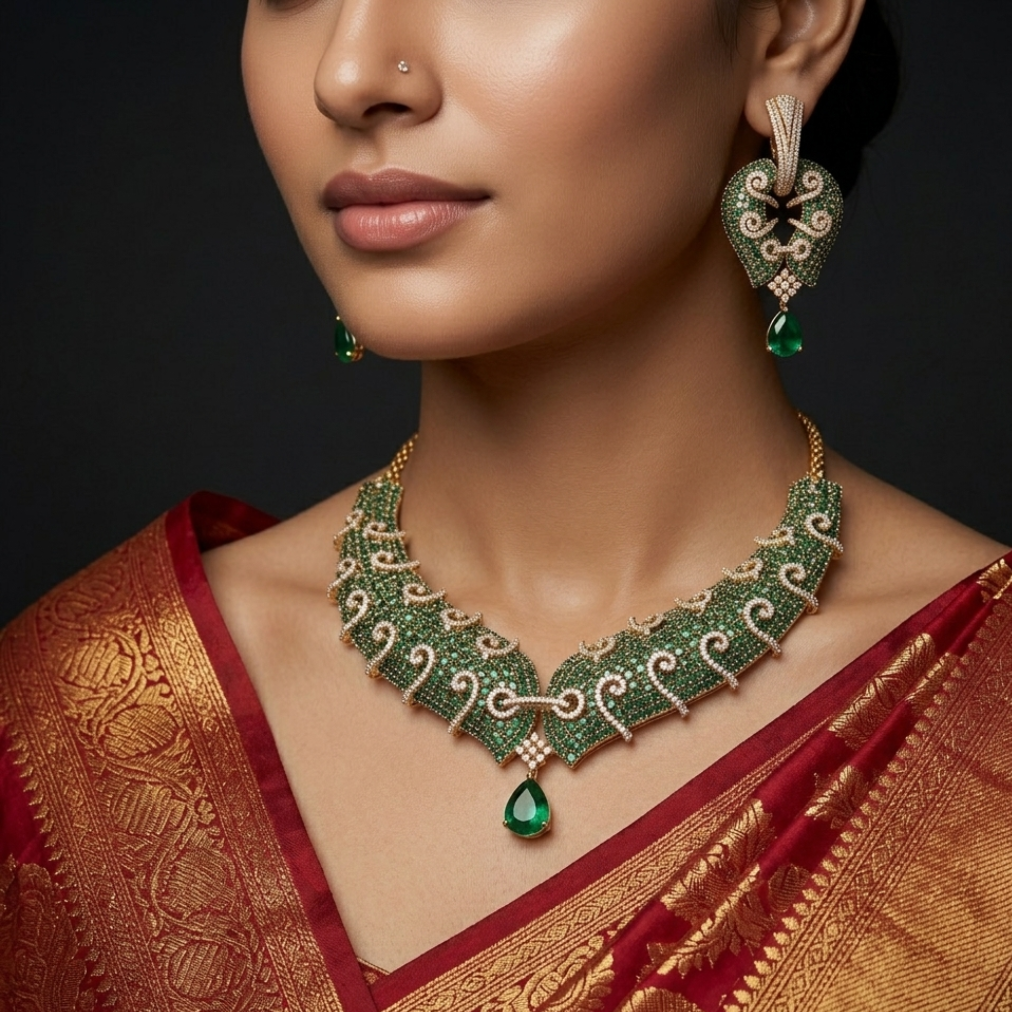 Emerald Vine Necklace Set