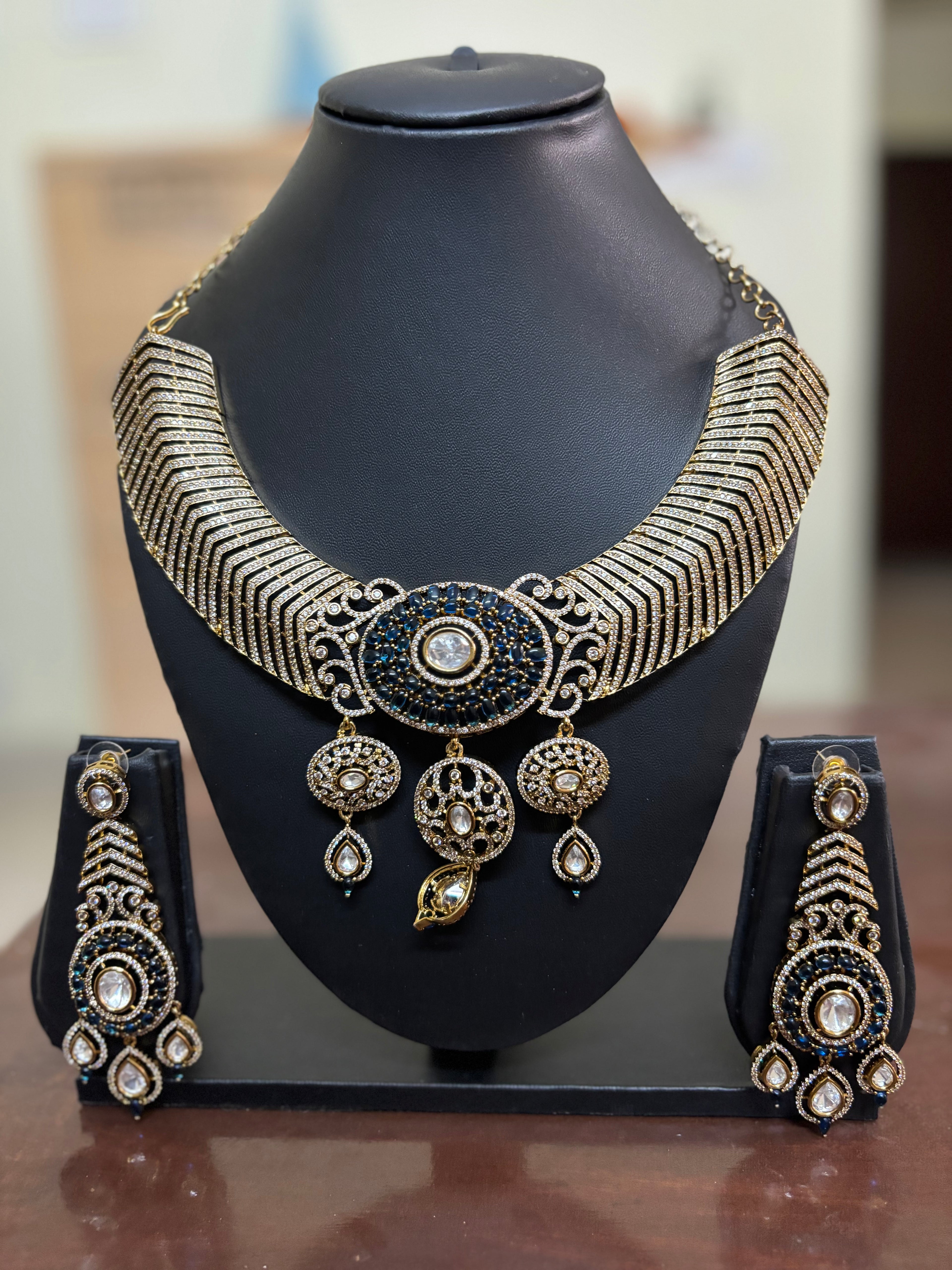 Royal Blue Kundan Set