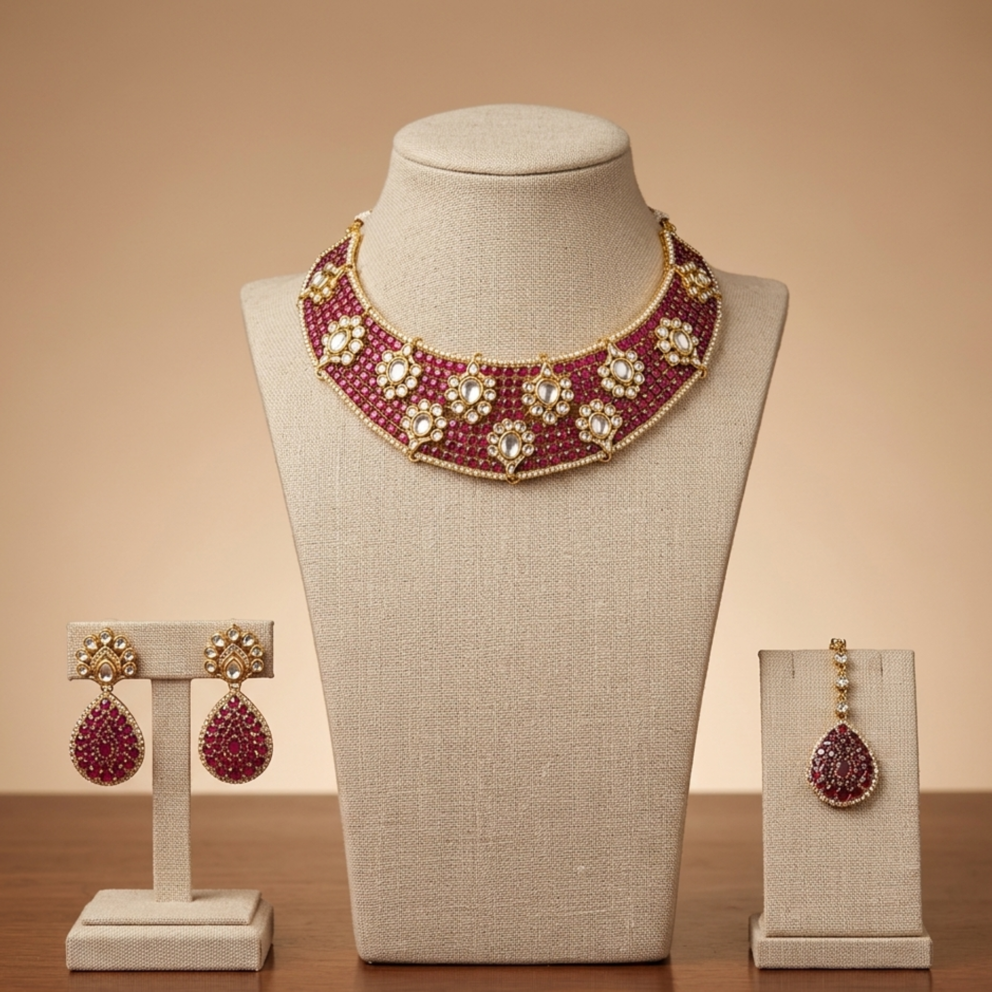 Pink Kundan Choker Set