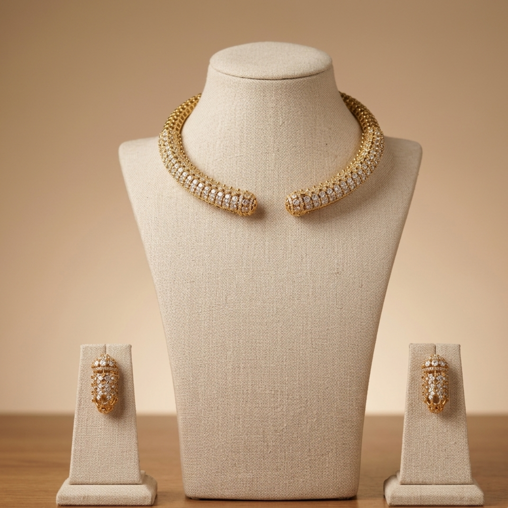 Gold Crystal Choker Set