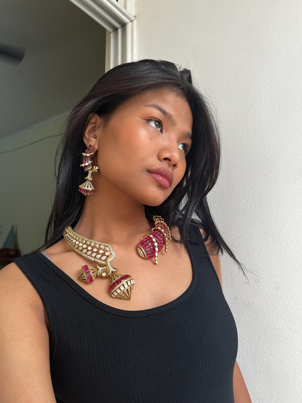 Ruby Twist Necklace Set