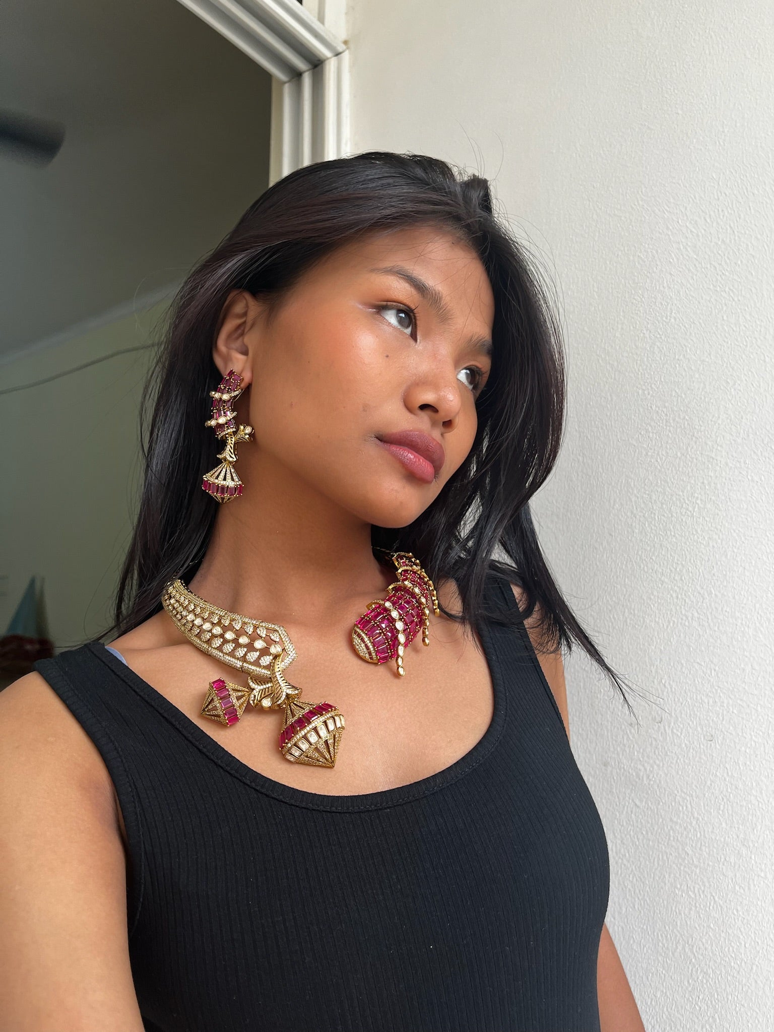 Ruby Twist Necklace Set