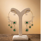 Emerald Green CZ Hoop Chandelier Earrings