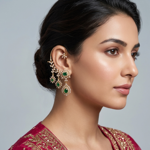 Emerald Green CZ Hoop Chandelier Earrings