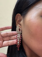 Ruby Red & White CZ Wing Waterfall Earrings