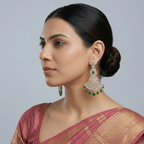 Emerald Green CZ Chandbali Earrings