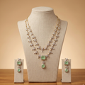 Mint Floral Double Layer CZ Necklace Set