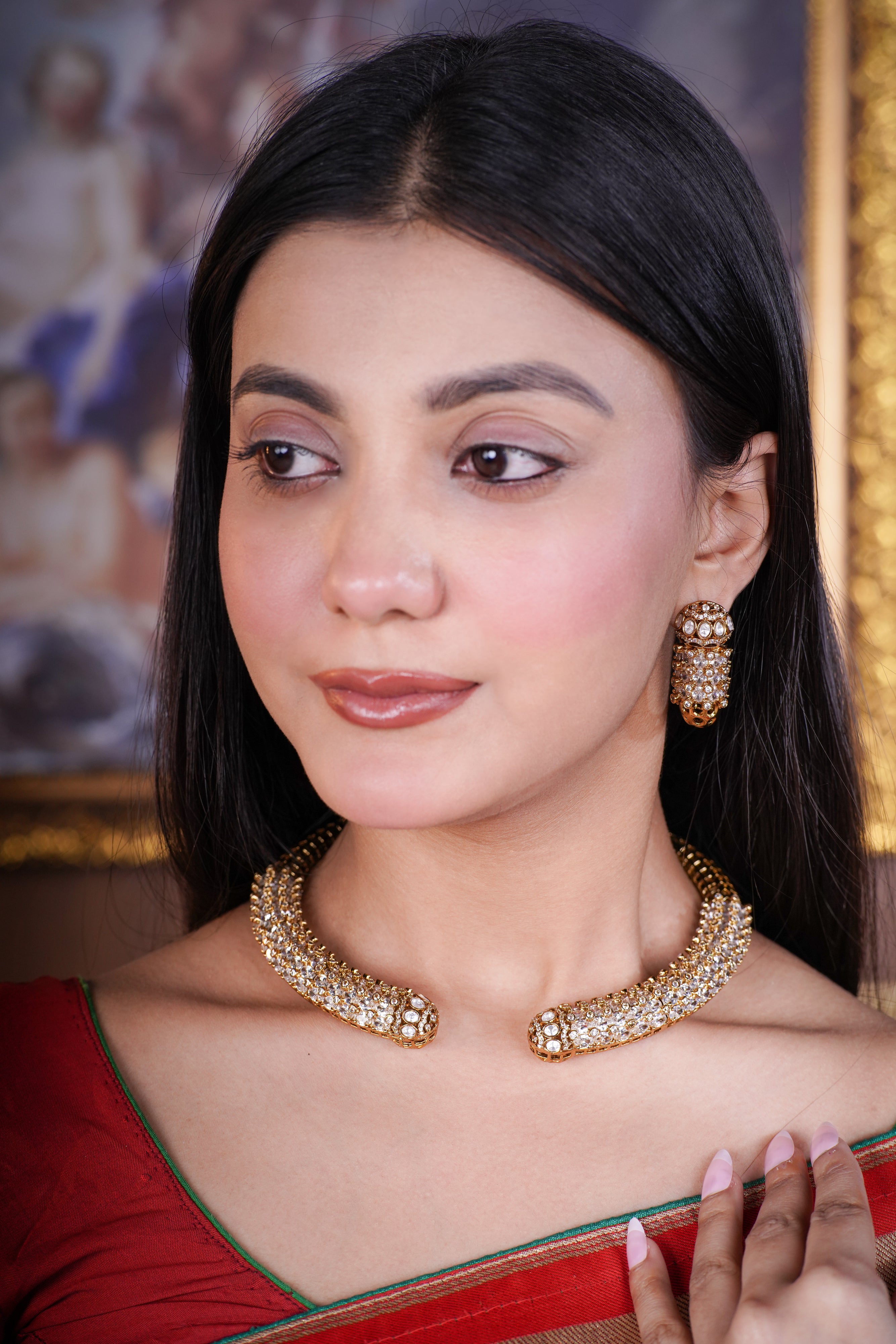Gold Crystal Choker Set