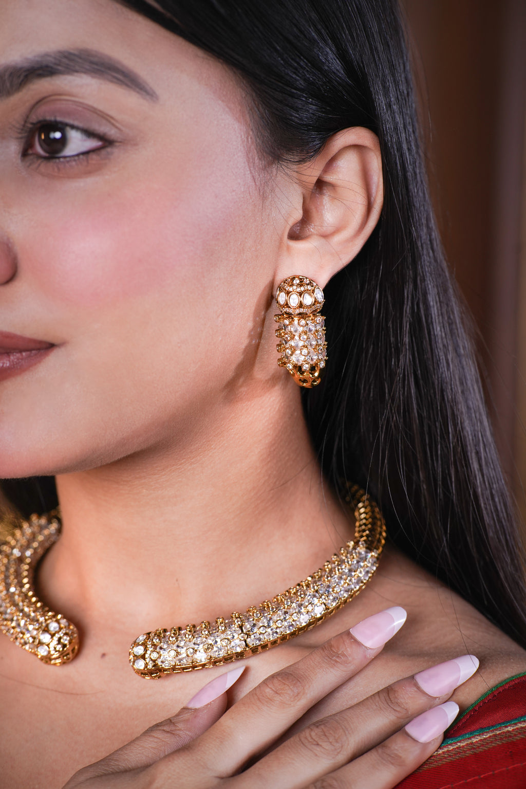 Gold Crystal Choker Set