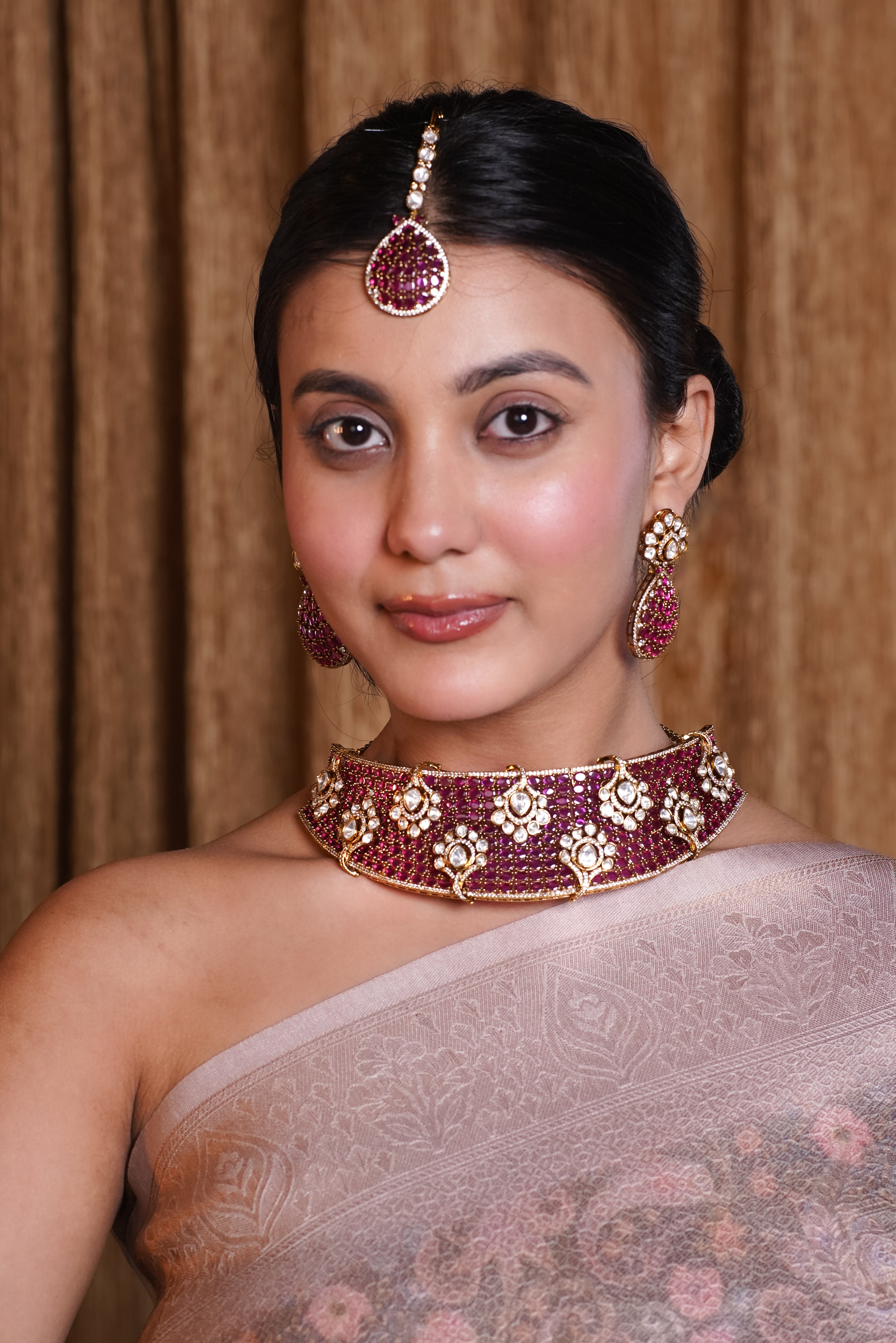 Pink Kundan Choker Set